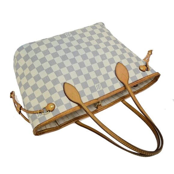 LOUIS VUITTON Neverfull PM Shoulder Tote Bag Damier Azur Leather N51110 74YG880 - Picture 11 of 16